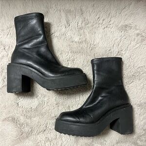 h&m black go go high platform boots